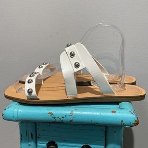 Marc Fisher Burlina White Studded Accent Sandal Size 9M